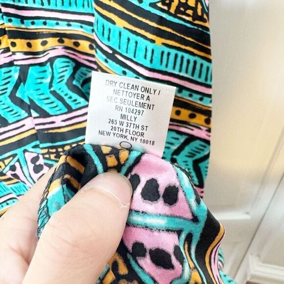 Milly Cabana Women’s Mini Dress Size S Multi Swimsuit Cover Up V-Neck Silk $230 - Picture 6 of 6